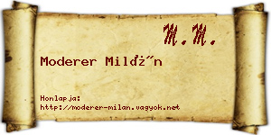 Moderer Milán névjegykártya
